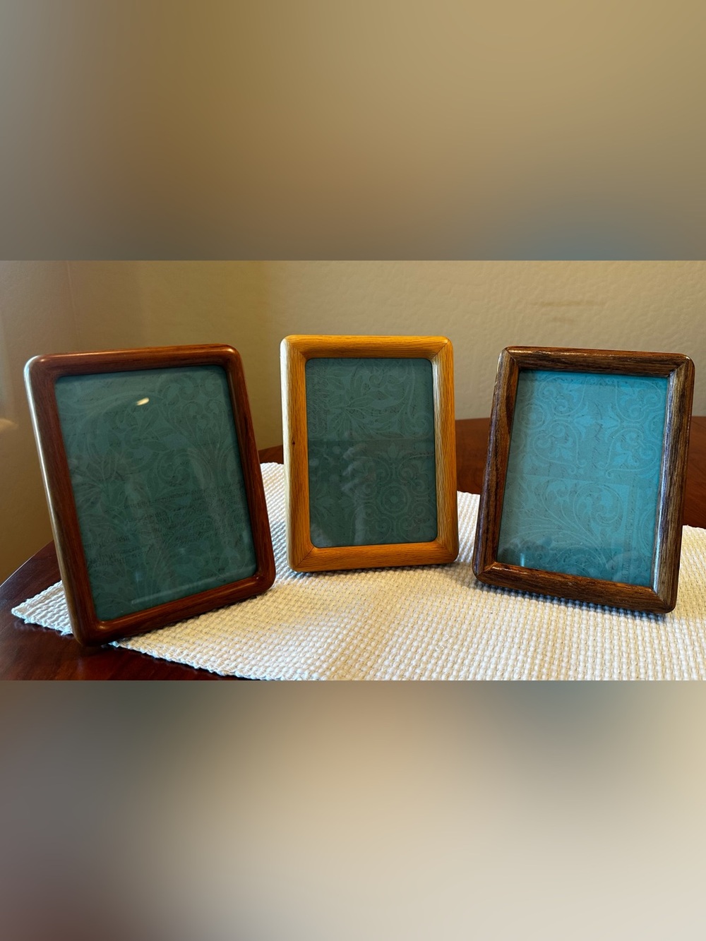 Vintage MCM Wooden Bundle of 3 Wood Rounded corner 5x7 Frames. Gallery Wall